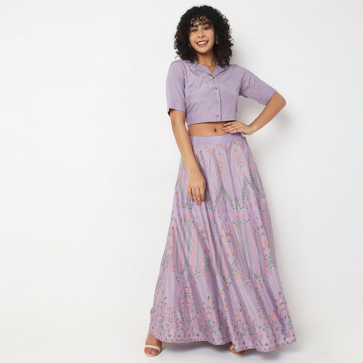 Flare Fit Printed Mid Rise Skirts