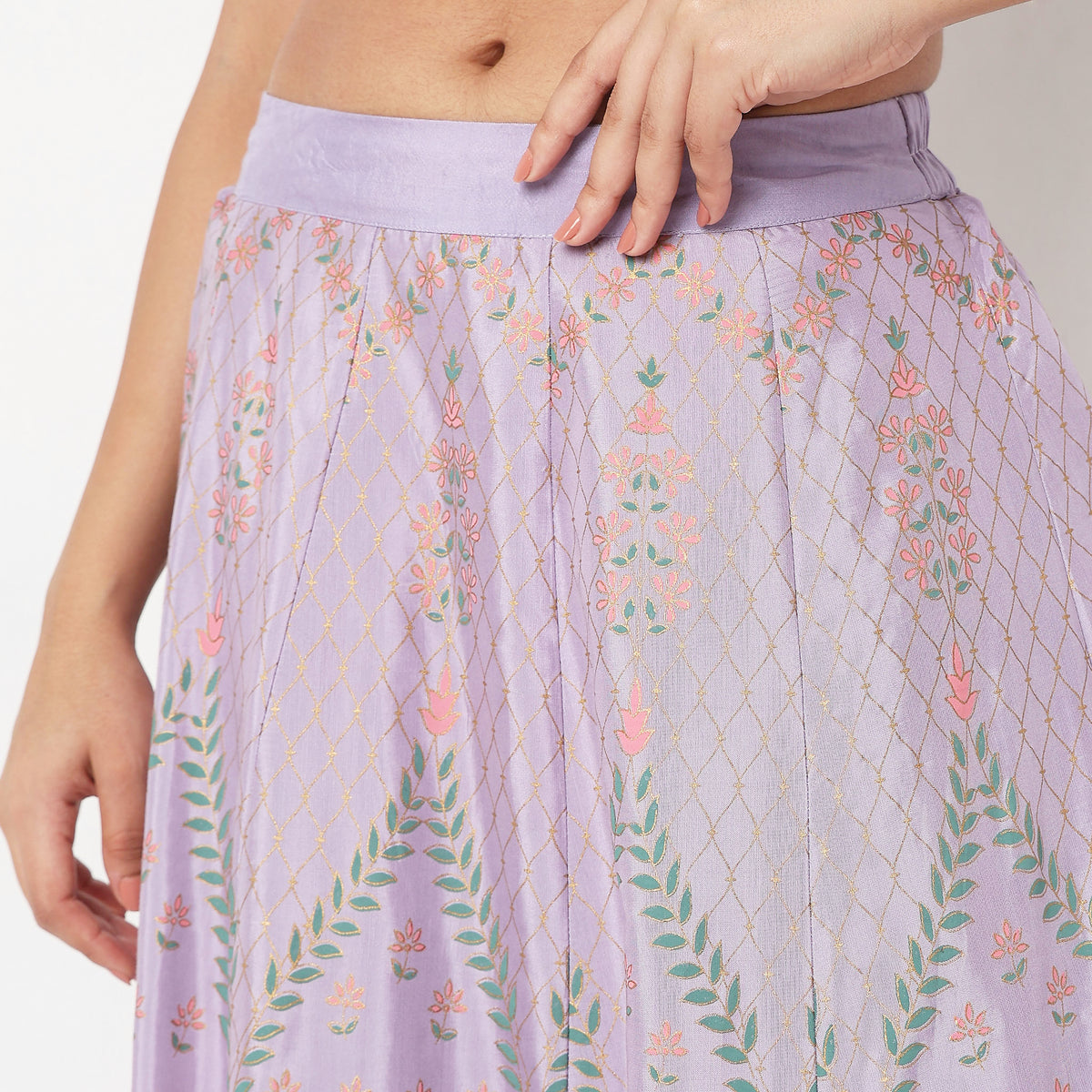 Flare Fit Printed Mid Rise Skirts