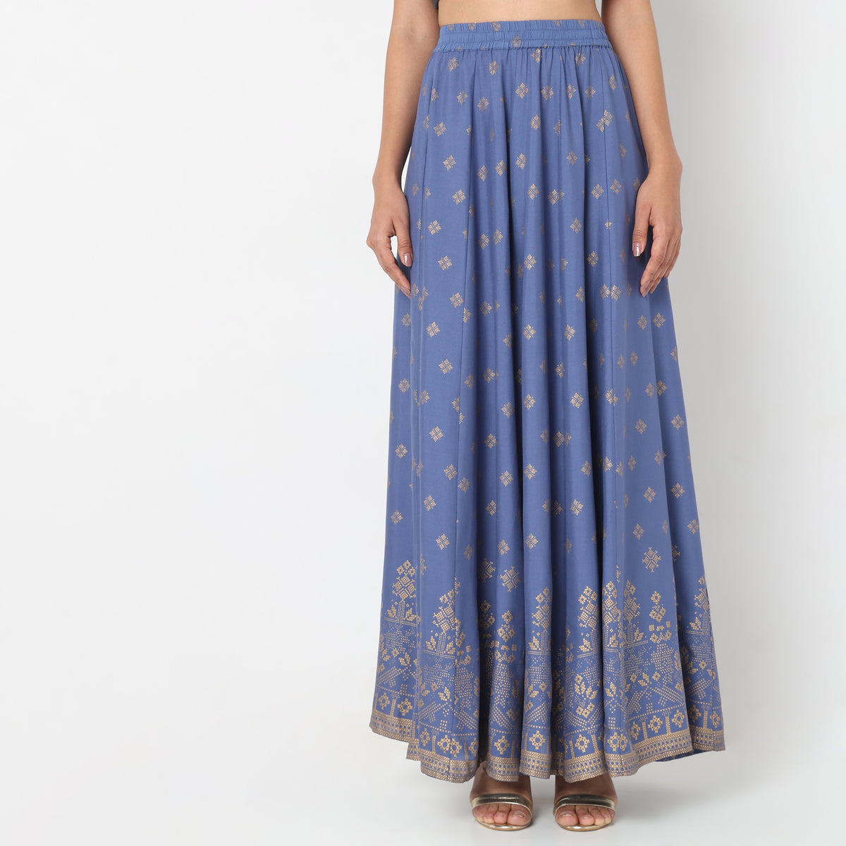 Flare Fit Printed Mid Rise Skirts