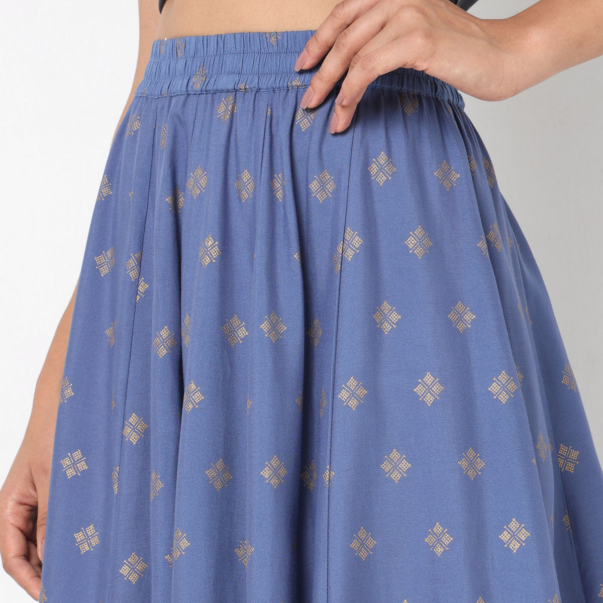 Flare Fit Printed Mid Rise Skirts