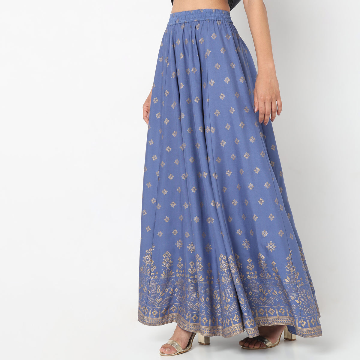 Flare Fit Printed Mid Rise Skirts