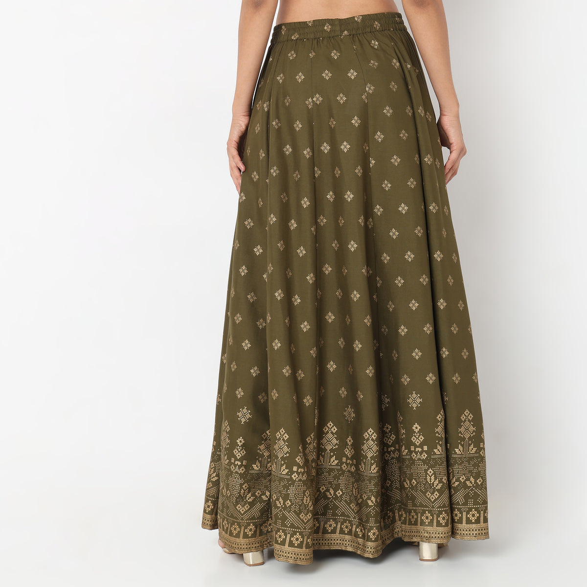 Flare Fit Printed Mid Rise Skirts