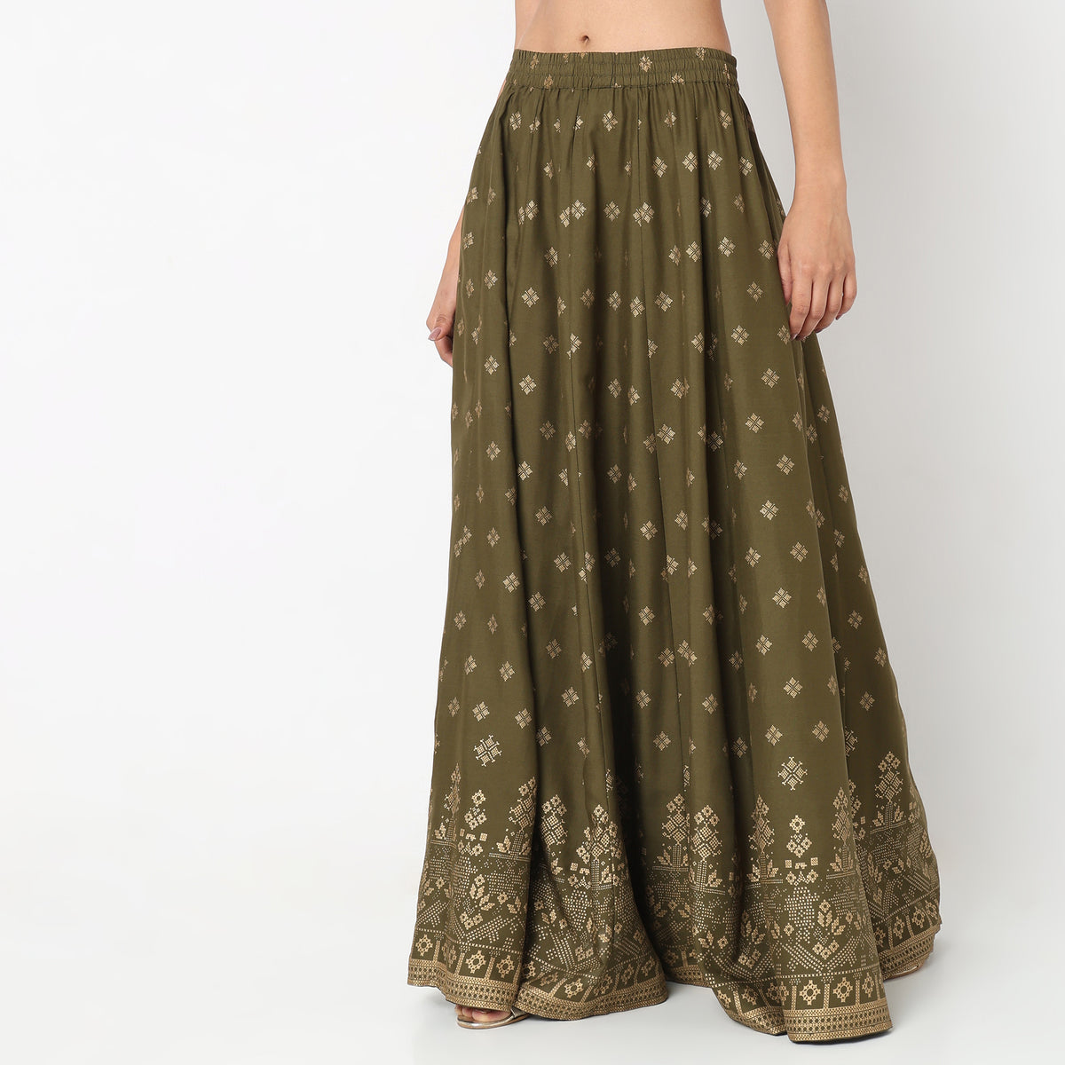 Flare Fit Printed Mid Rise Skirts