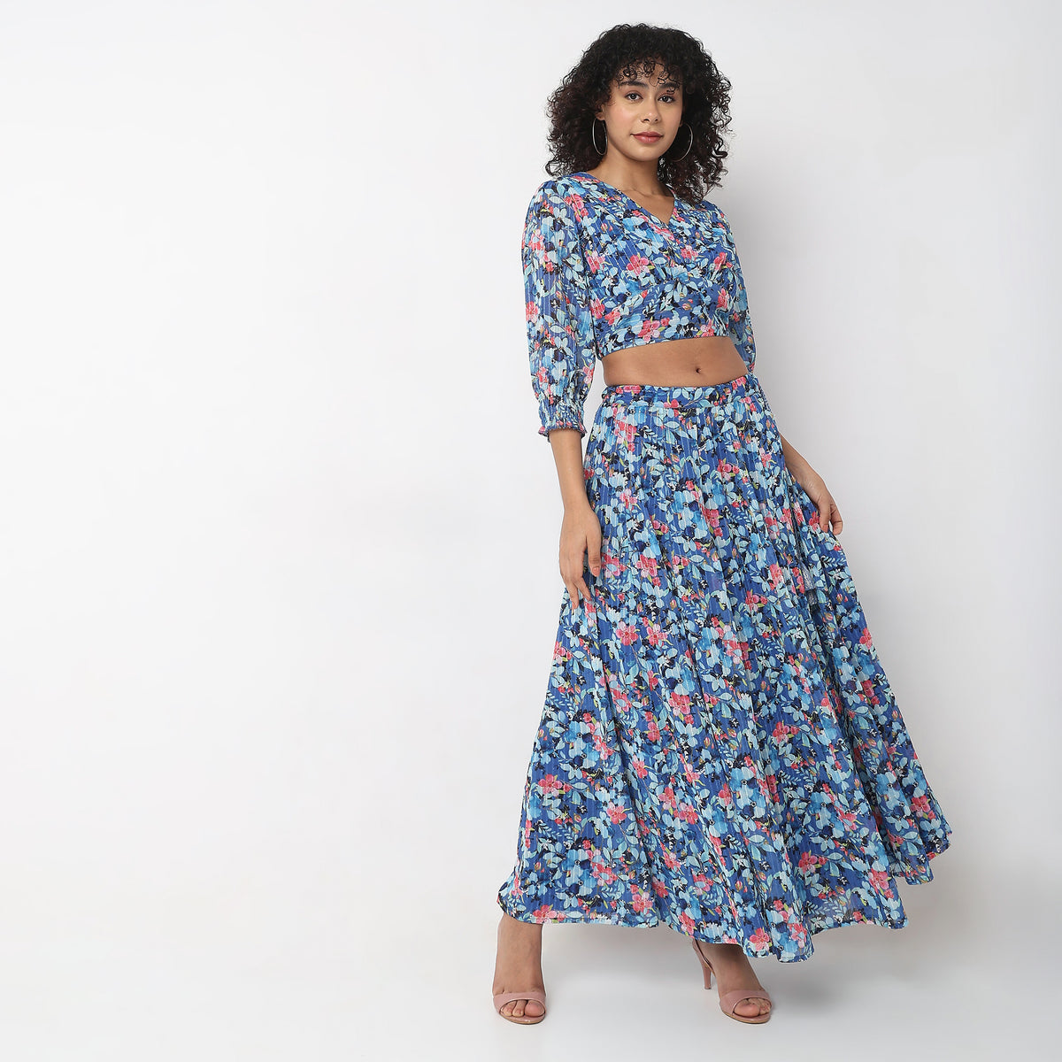 Flare Fit Printed Mid Rise Skirts