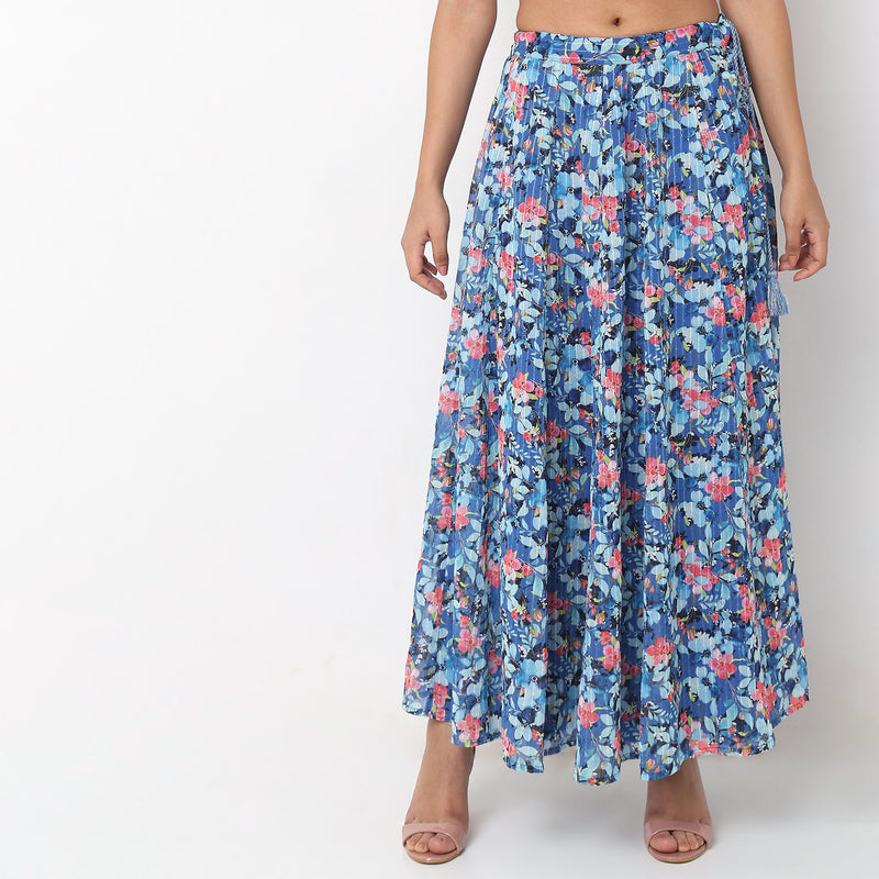 Flare Fit Printed Mid Rise Skirts