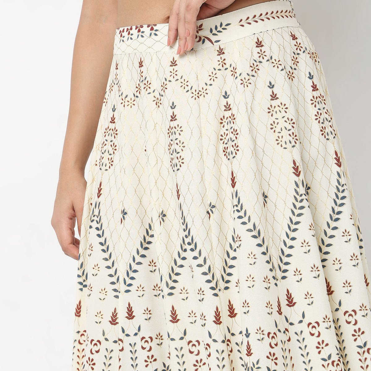 Flare Fit Printed Mid Rise Skirts