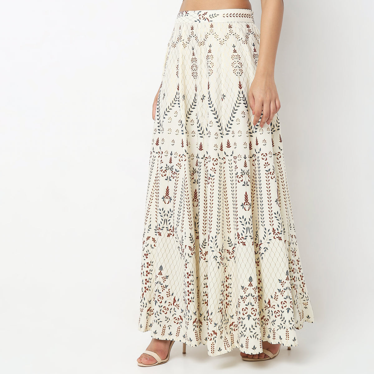 Flare Fit Printed Mid Rise Skirts