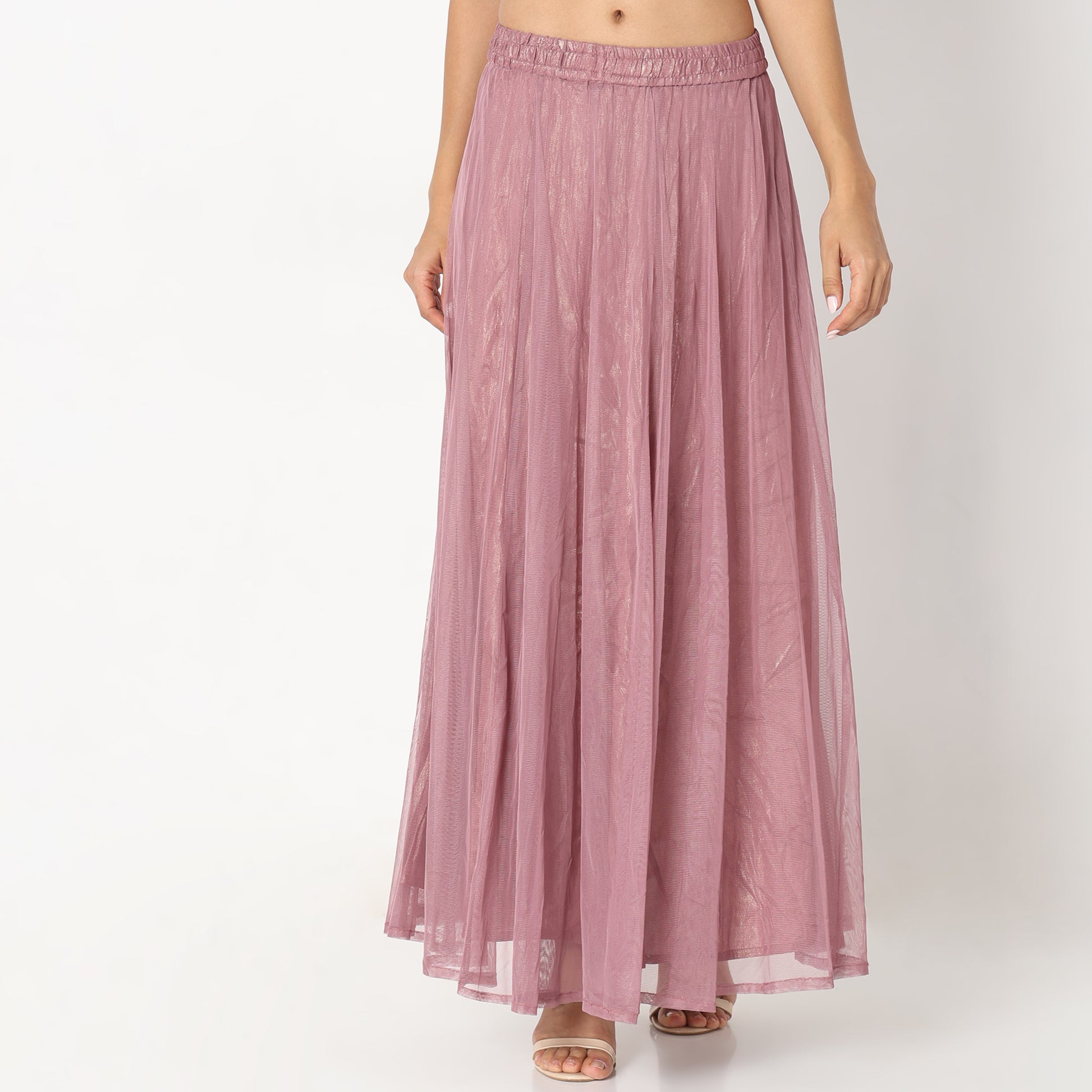 Flare Fit Foil Print Skirts