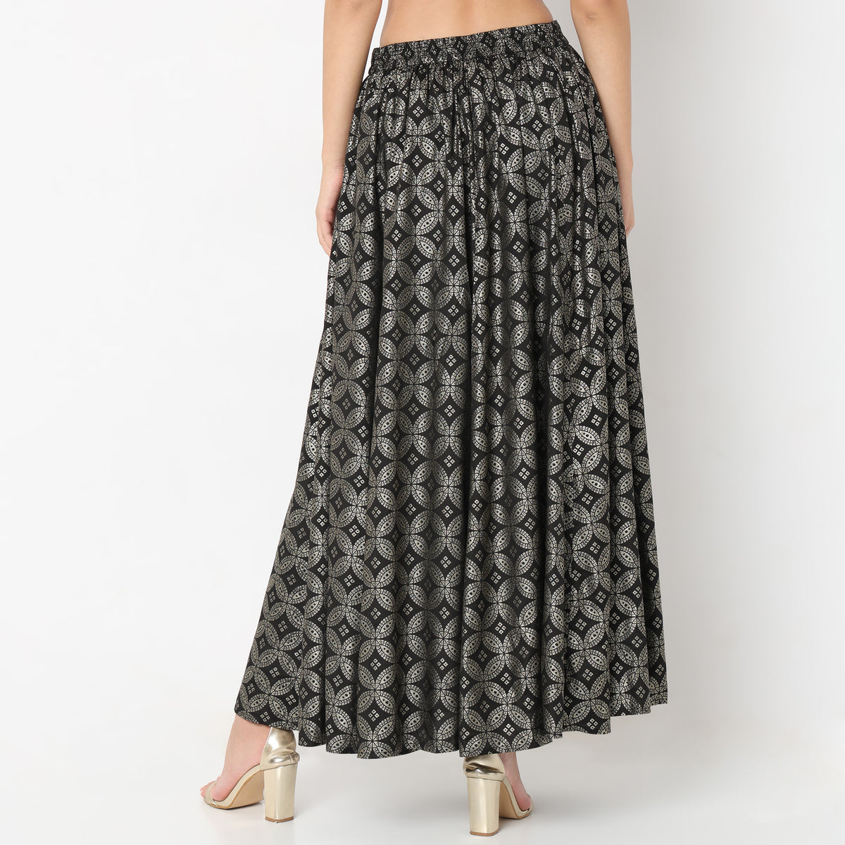 Flare Fit Printed Mid Rise Skirts