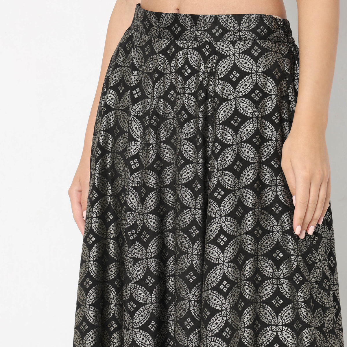 Flare Fit Printed Mid Rise Skirts