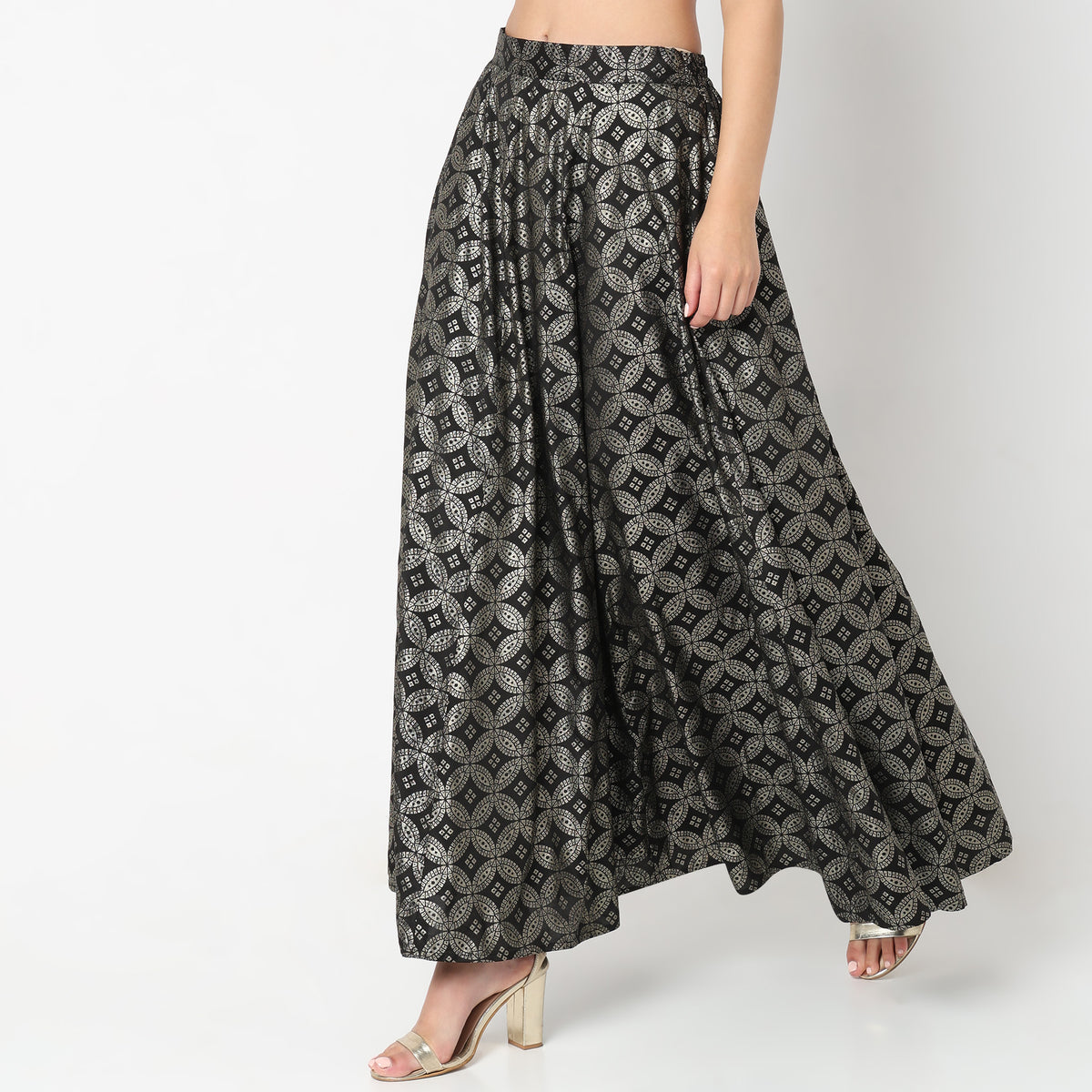 Flare Fit Printed Mid Rise Skirts