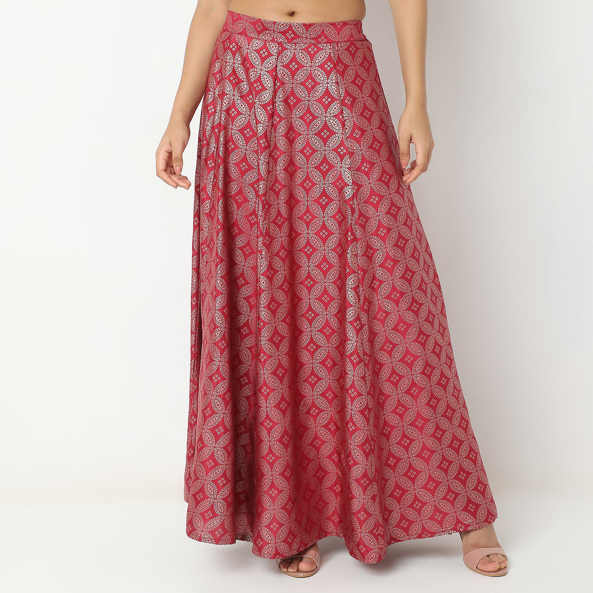 Flare Fit Printed Mid Rise Skirts