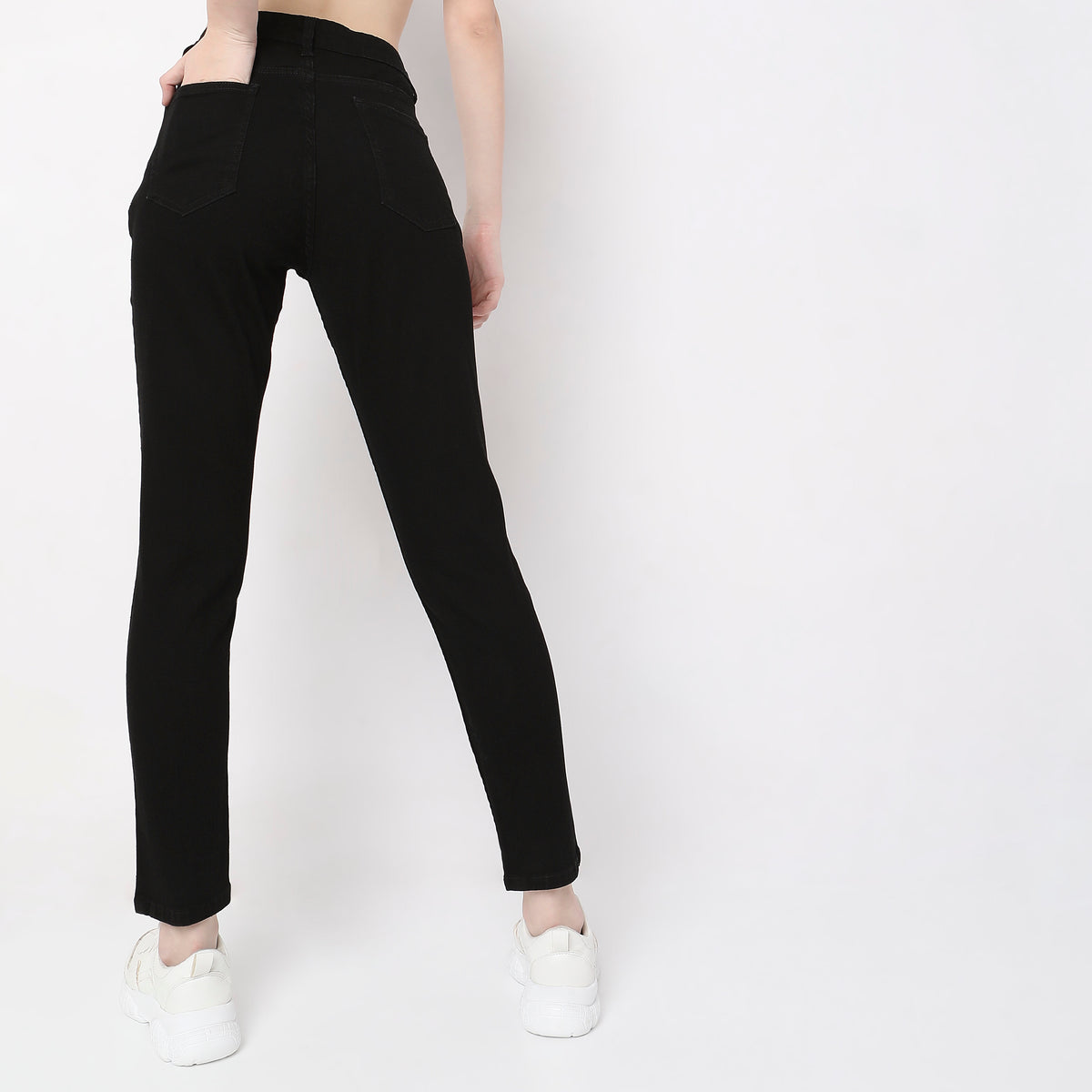 Skinny Fit Solid High Rise Jeans