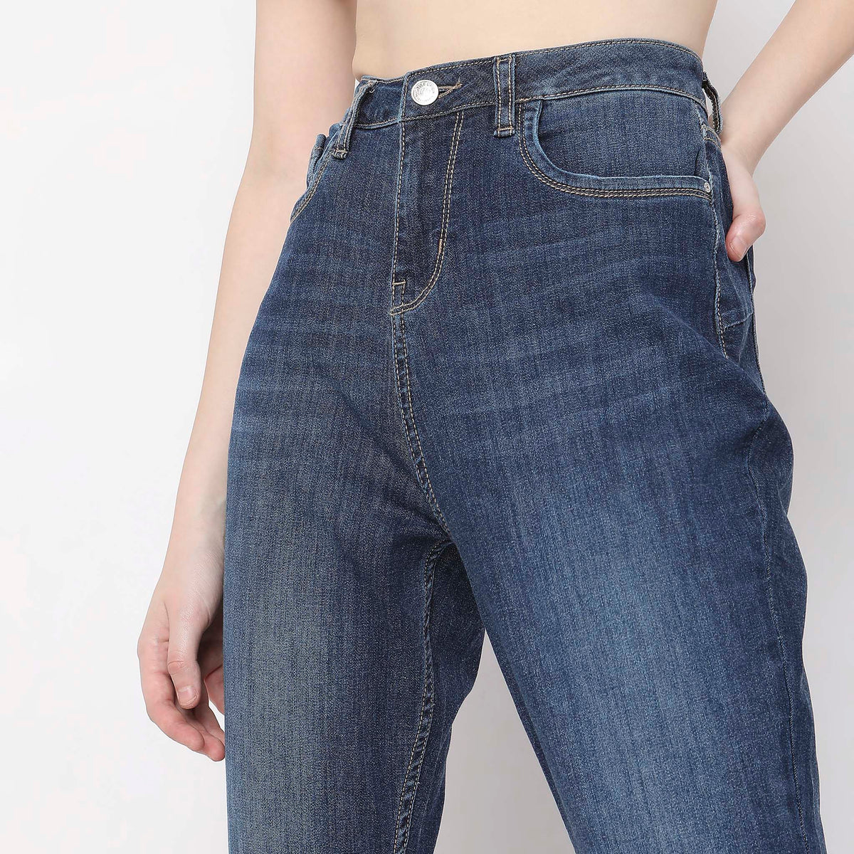 Skinny Fit Solid High Rise Jeans