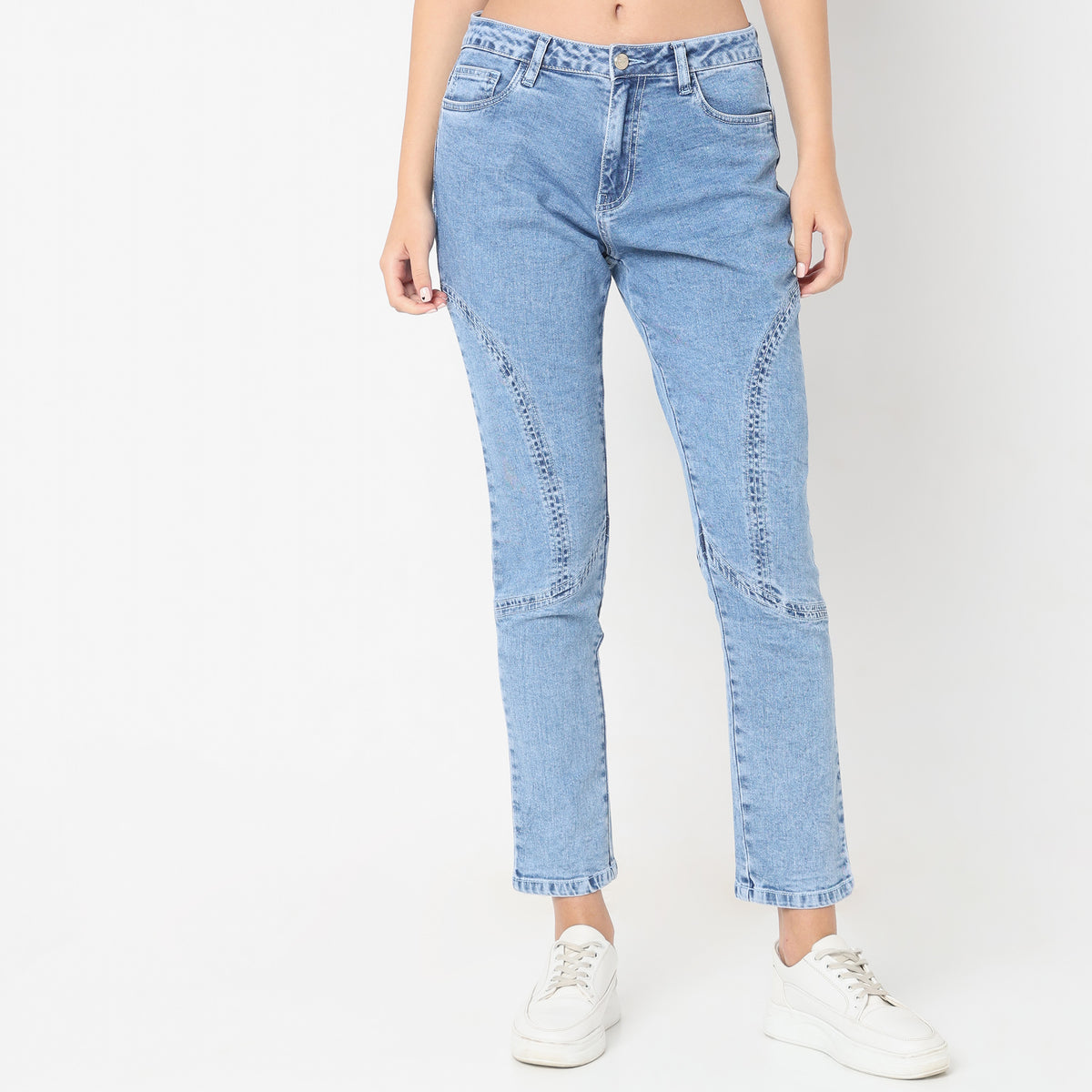 Slim Fit Solid High Rise Jeans