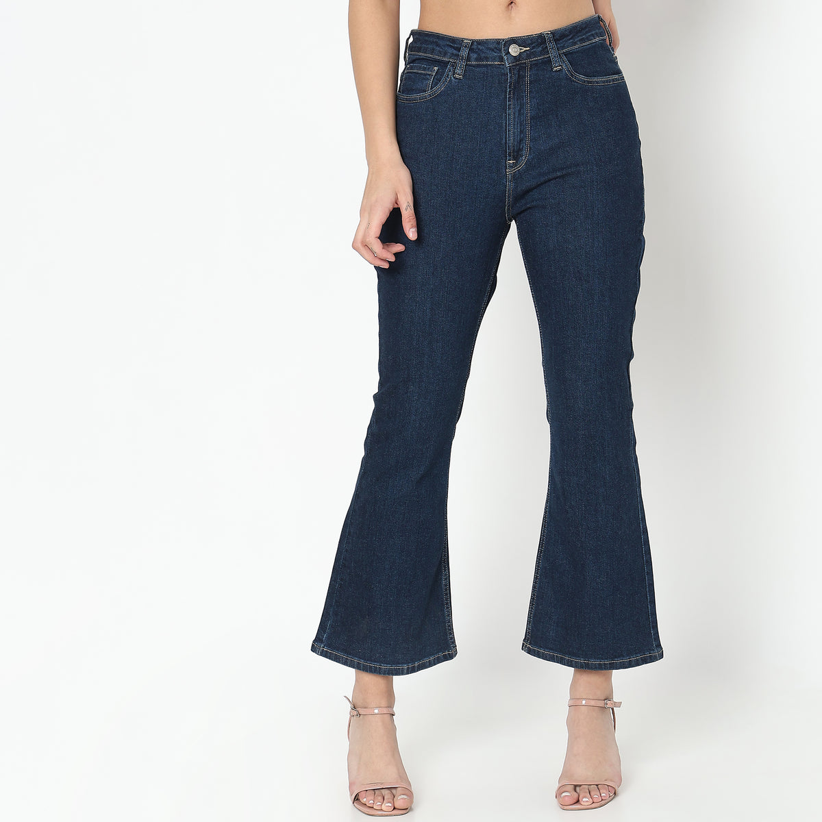 Boot Cut Solid High Rise Jeans