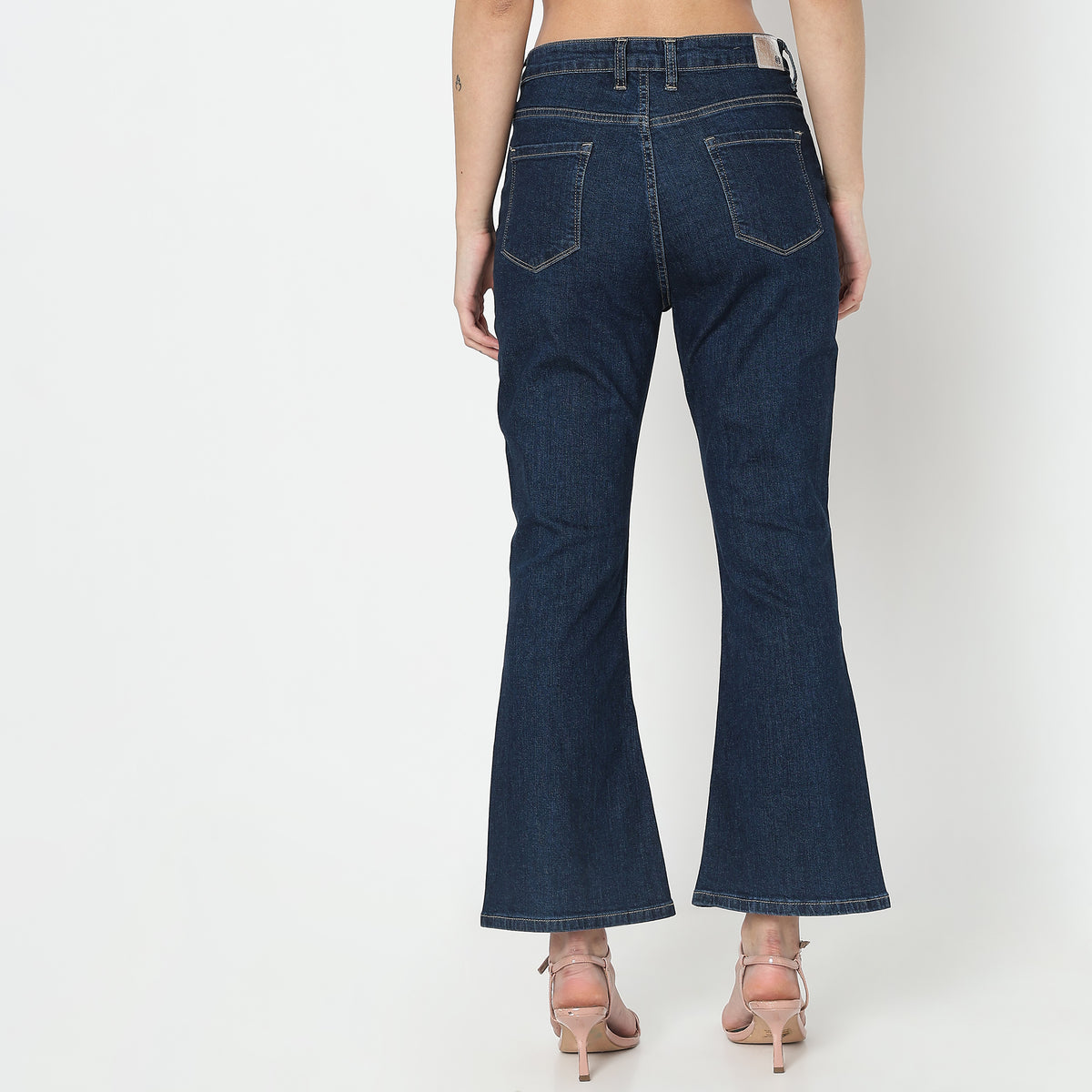 Boot Cut Solid High Rise Jeans