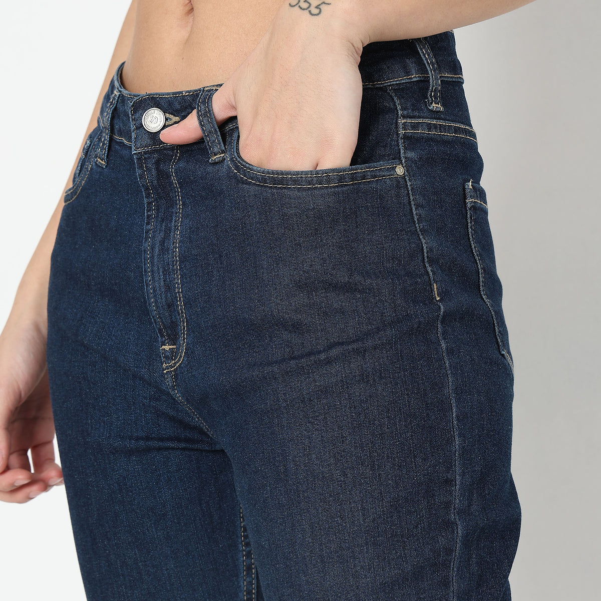 Boot Cut Solid High Rise Jeans