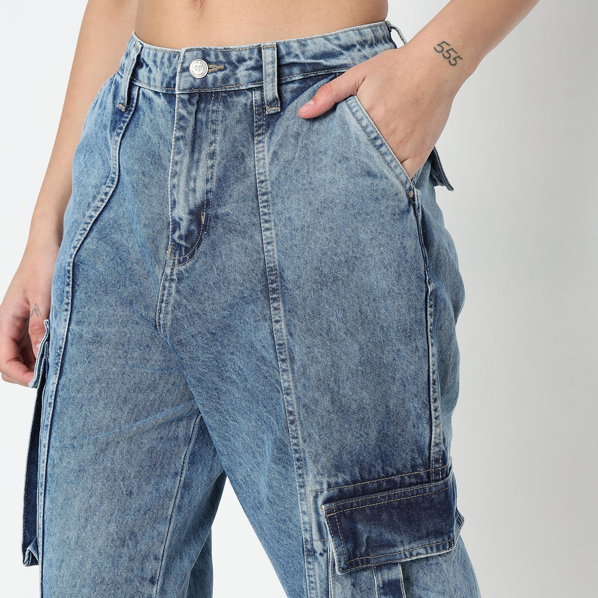 Regular Fit Solid High Rise Jeans