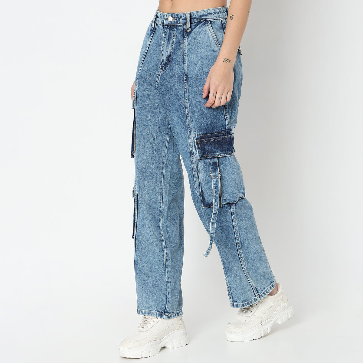 Regular Fit Solid High Rise Jeans