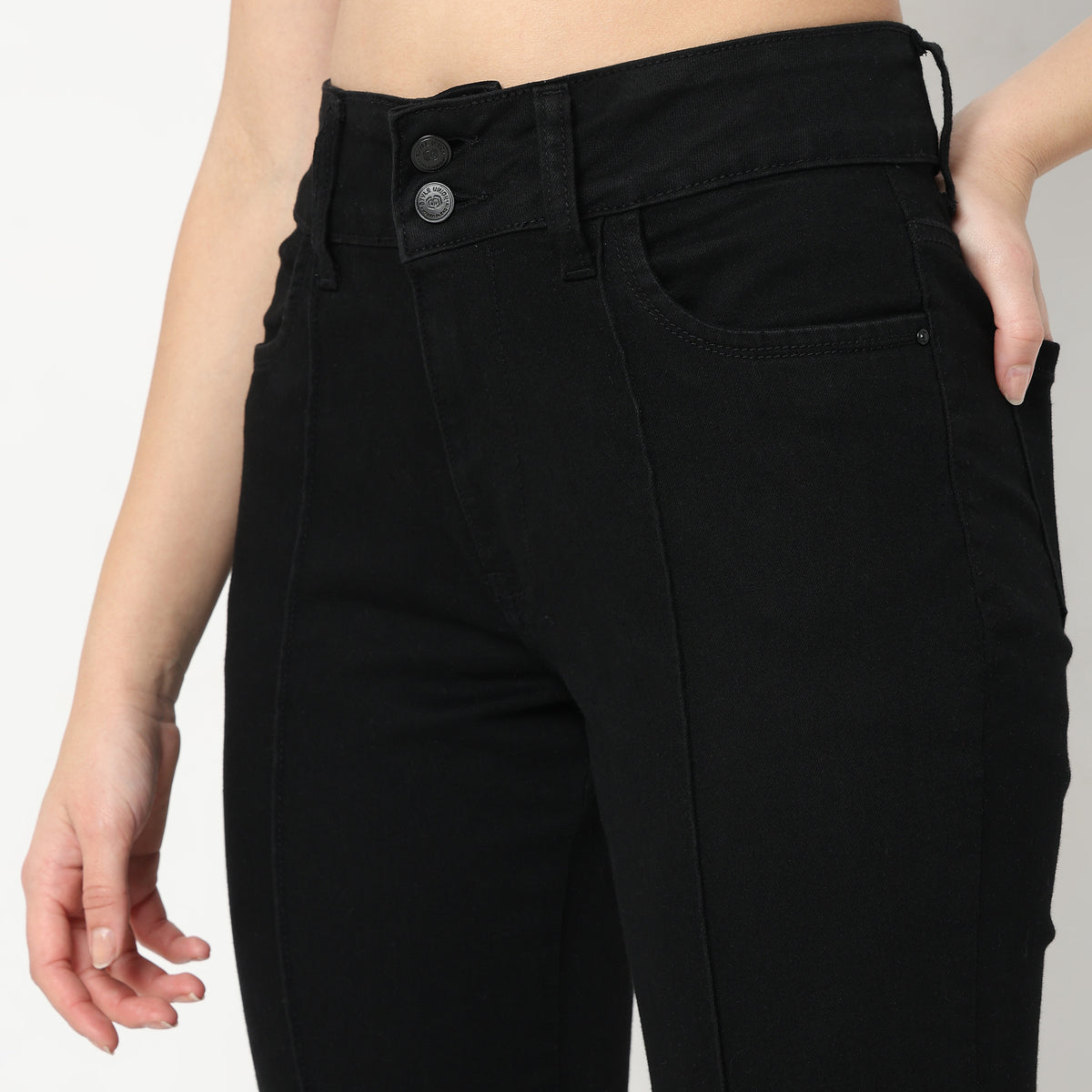 Boot Cut Solid High Rise Jeans