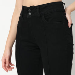 Boot Cut Solid High Rise Jeans