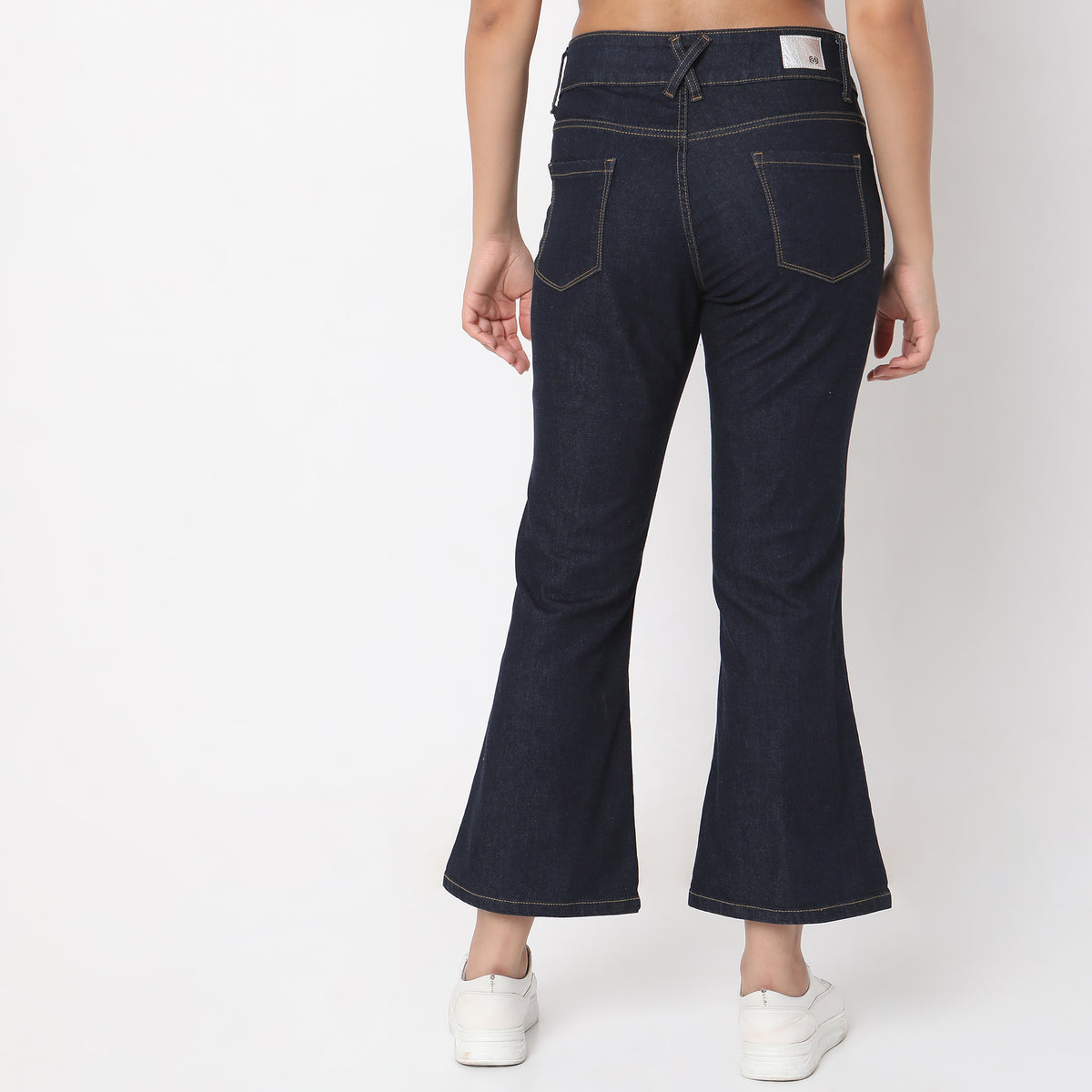 Boot Cut Solid High Rise Jeans