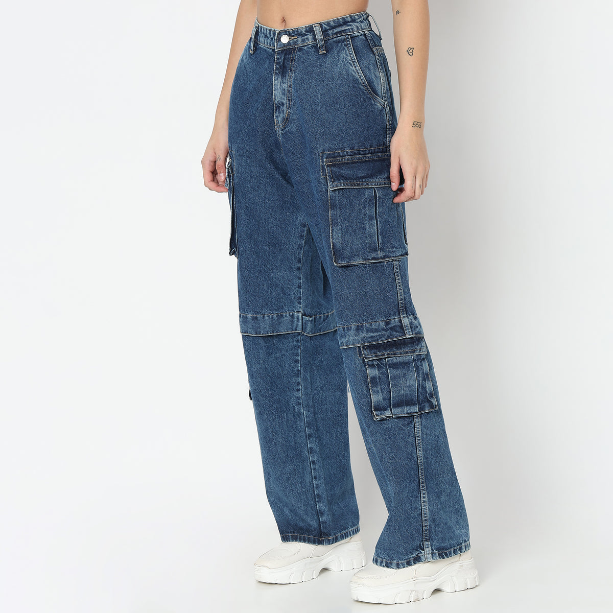 Regular Fit Solid High Rise Jeans