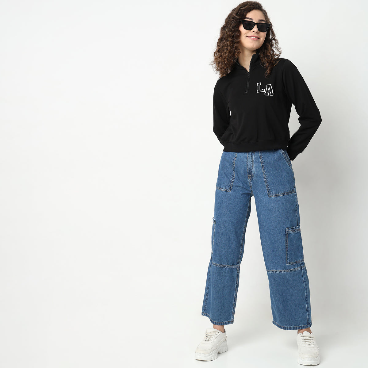 Regular Fit Solid High Rise Jeans