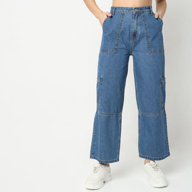 Regular Fit Solid High Rise Jeans