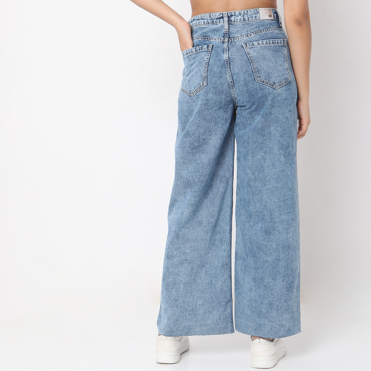 Flare Fit Solid High Rise Jeans