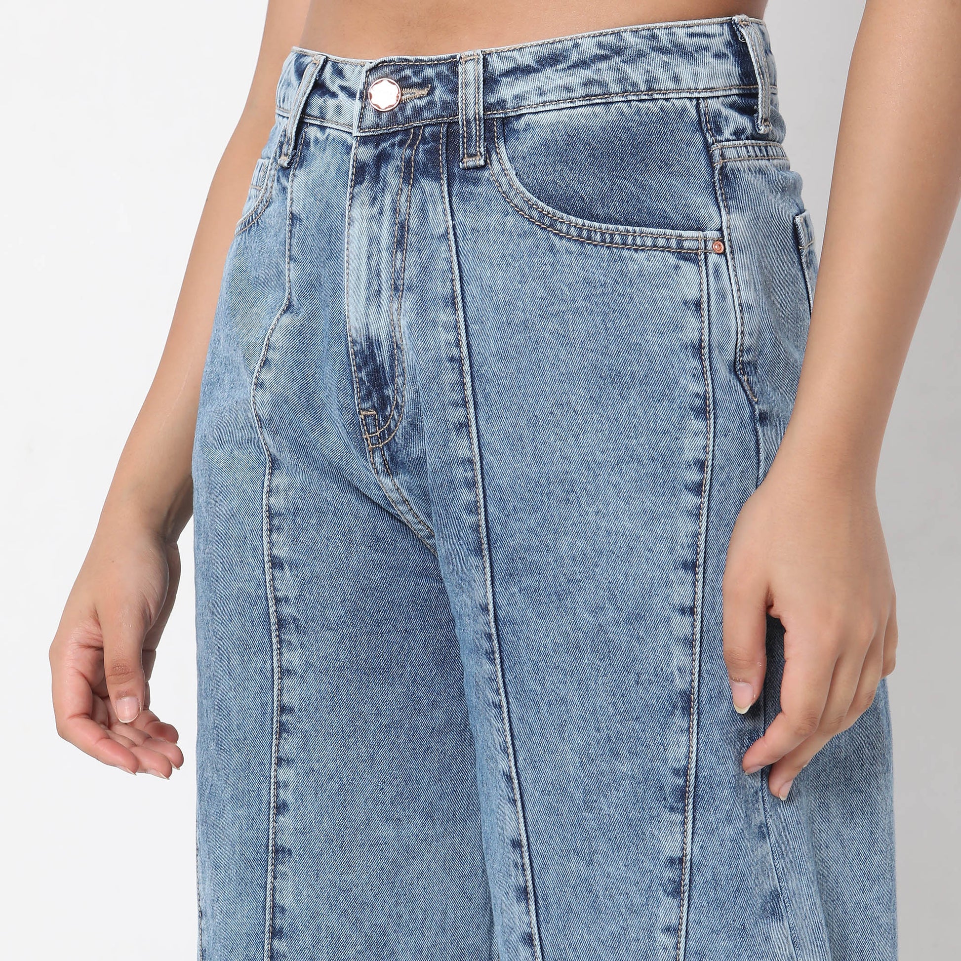 Flare Fit Solid High Rise Jeans