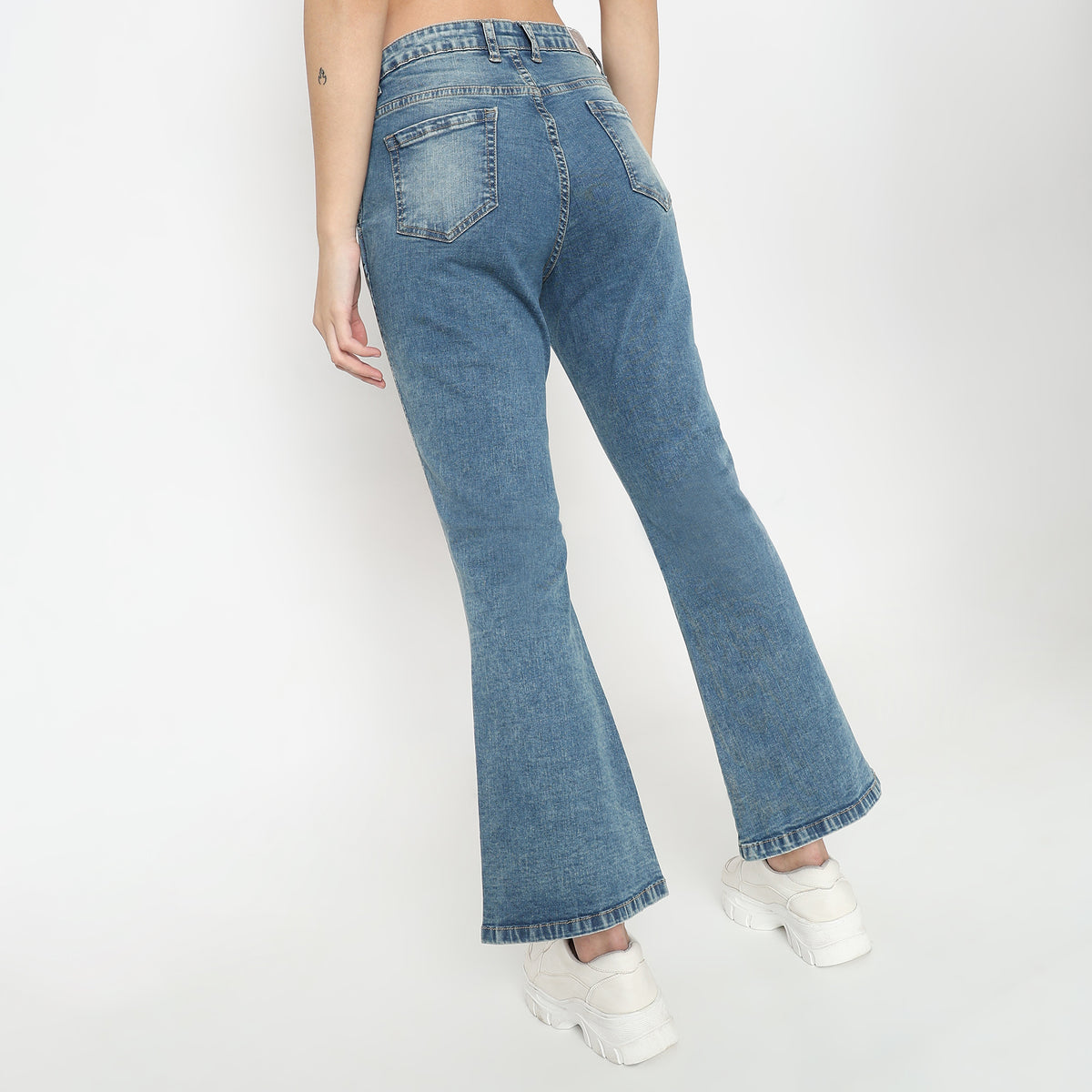 Boot Cut Solid High Rise Jeans