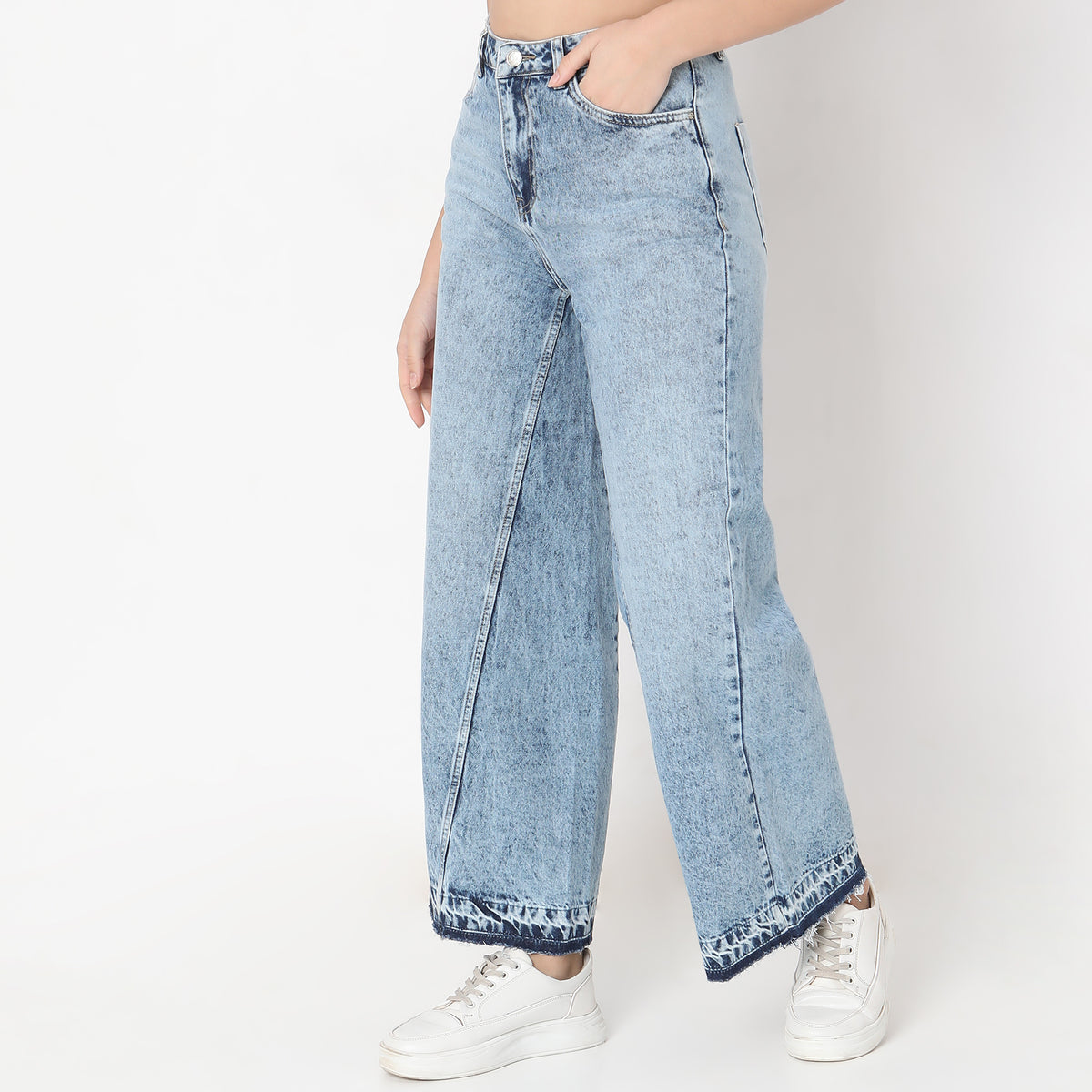 Flare Fit Solid High Rise Jeans