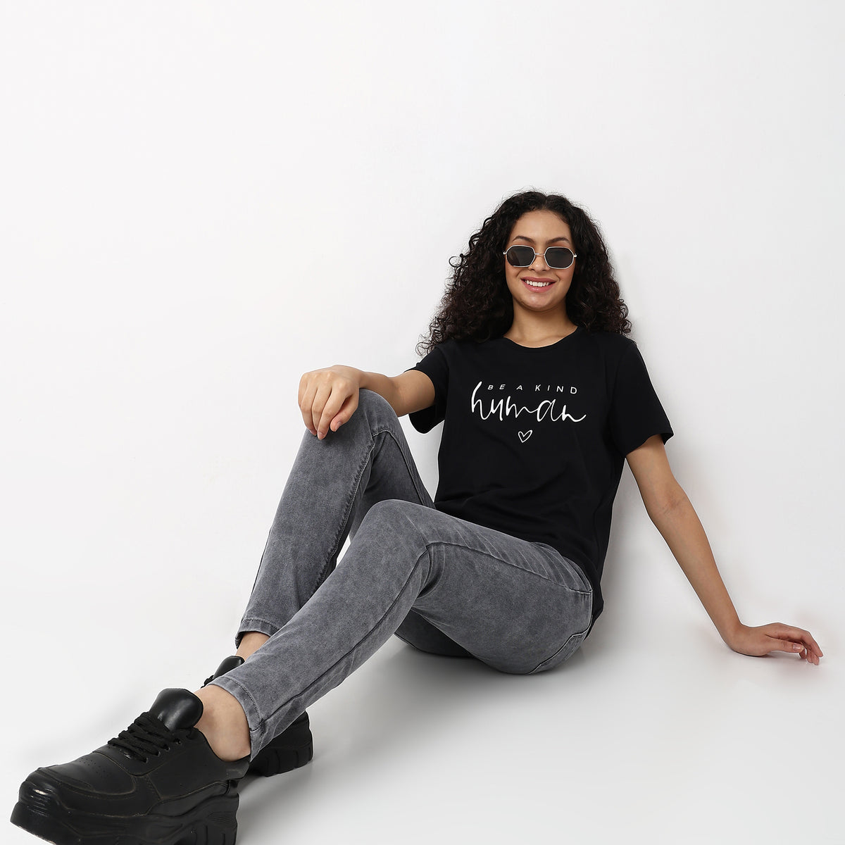 Women Wearing Regular Fit Graphic T-Shirt