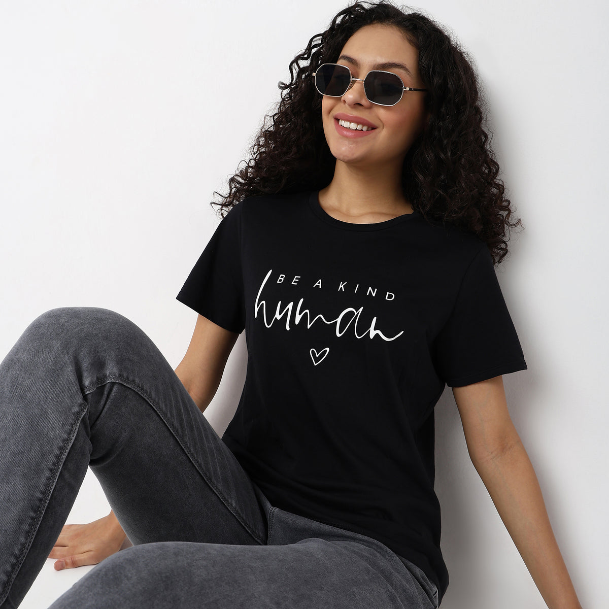 Women Wearing Regular Fit Graphic T-Shirt