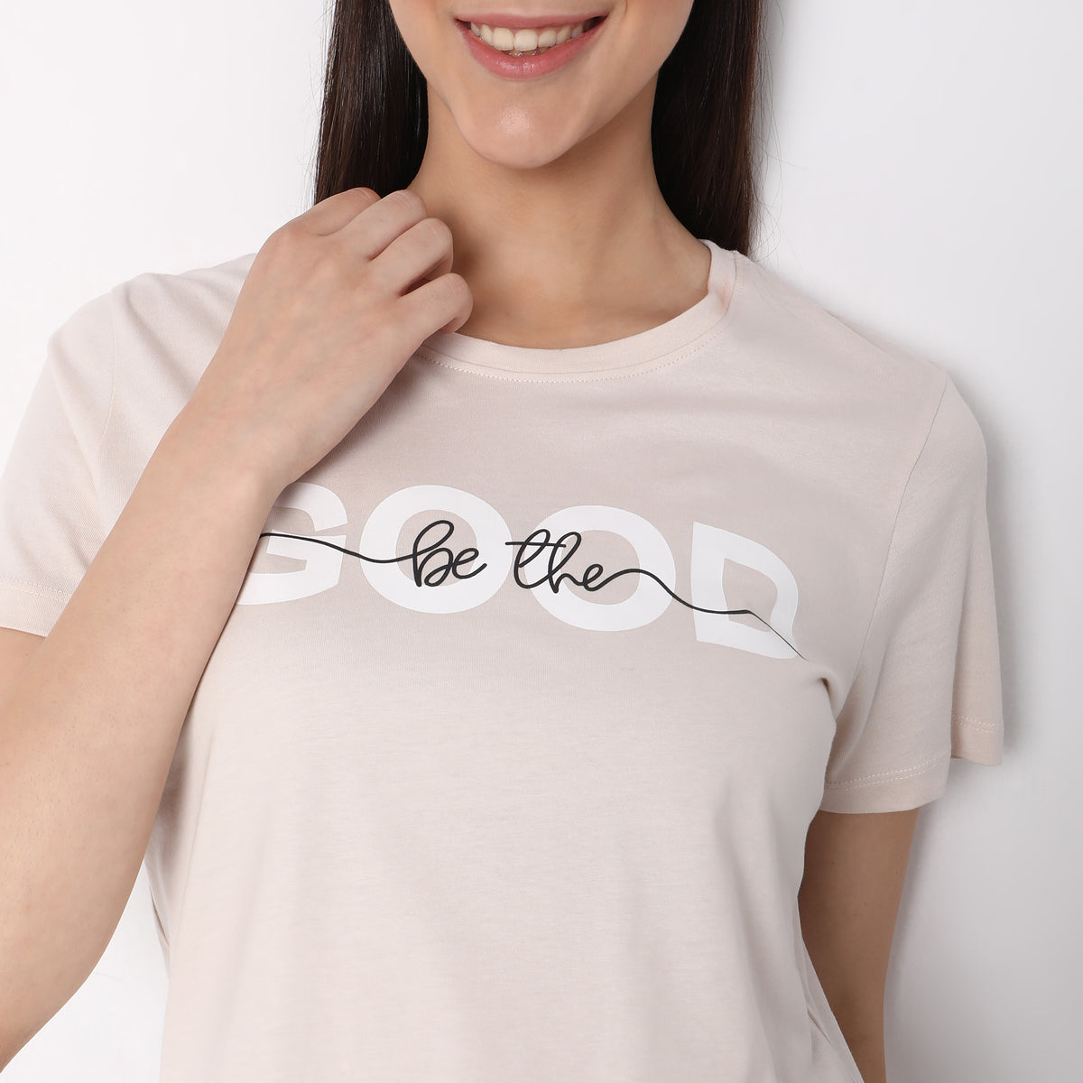 Women Wearing Regular Fit Graphic T-Shirt