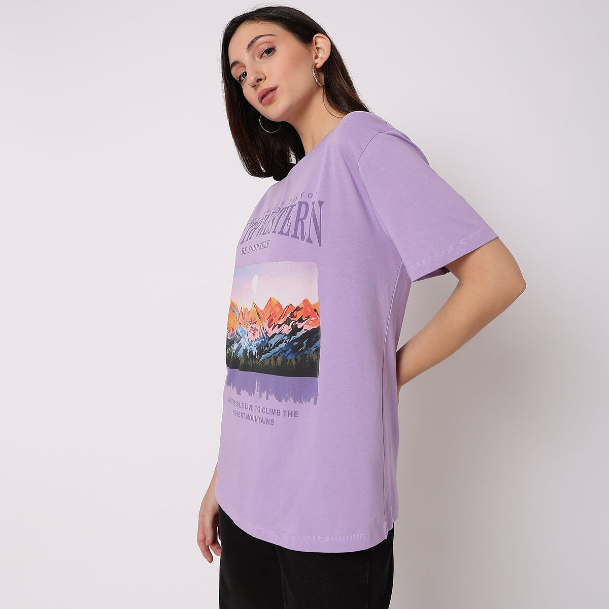 Women Wearing Oversize Graphic T-Shirt