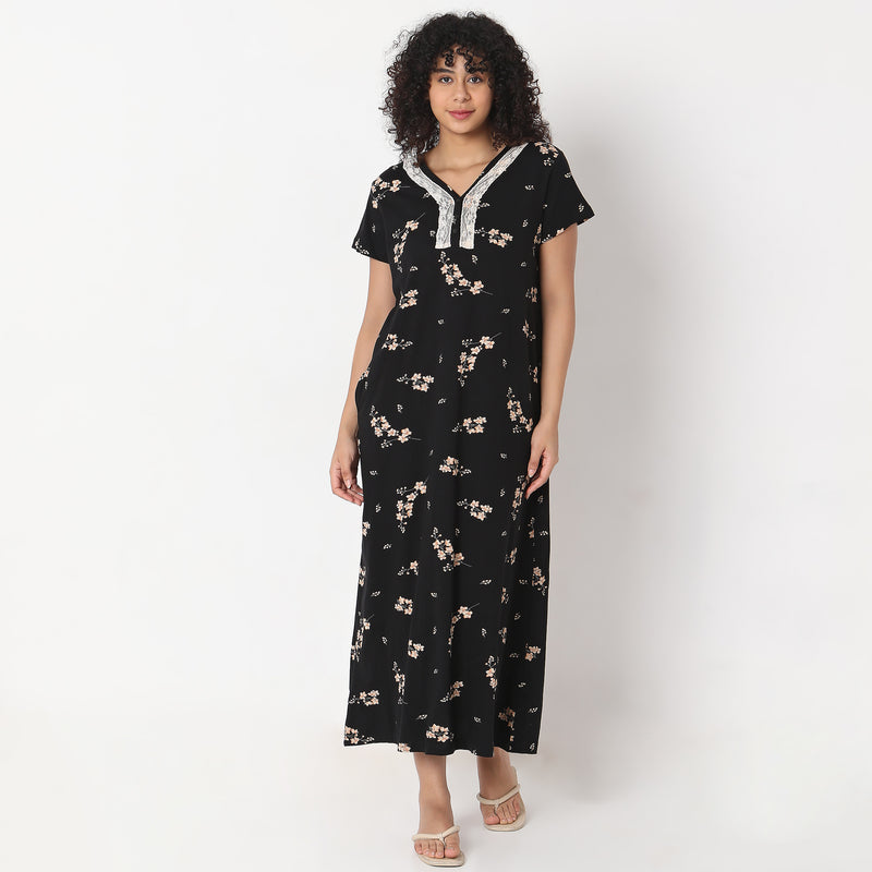 Regular Fit Floral Gown