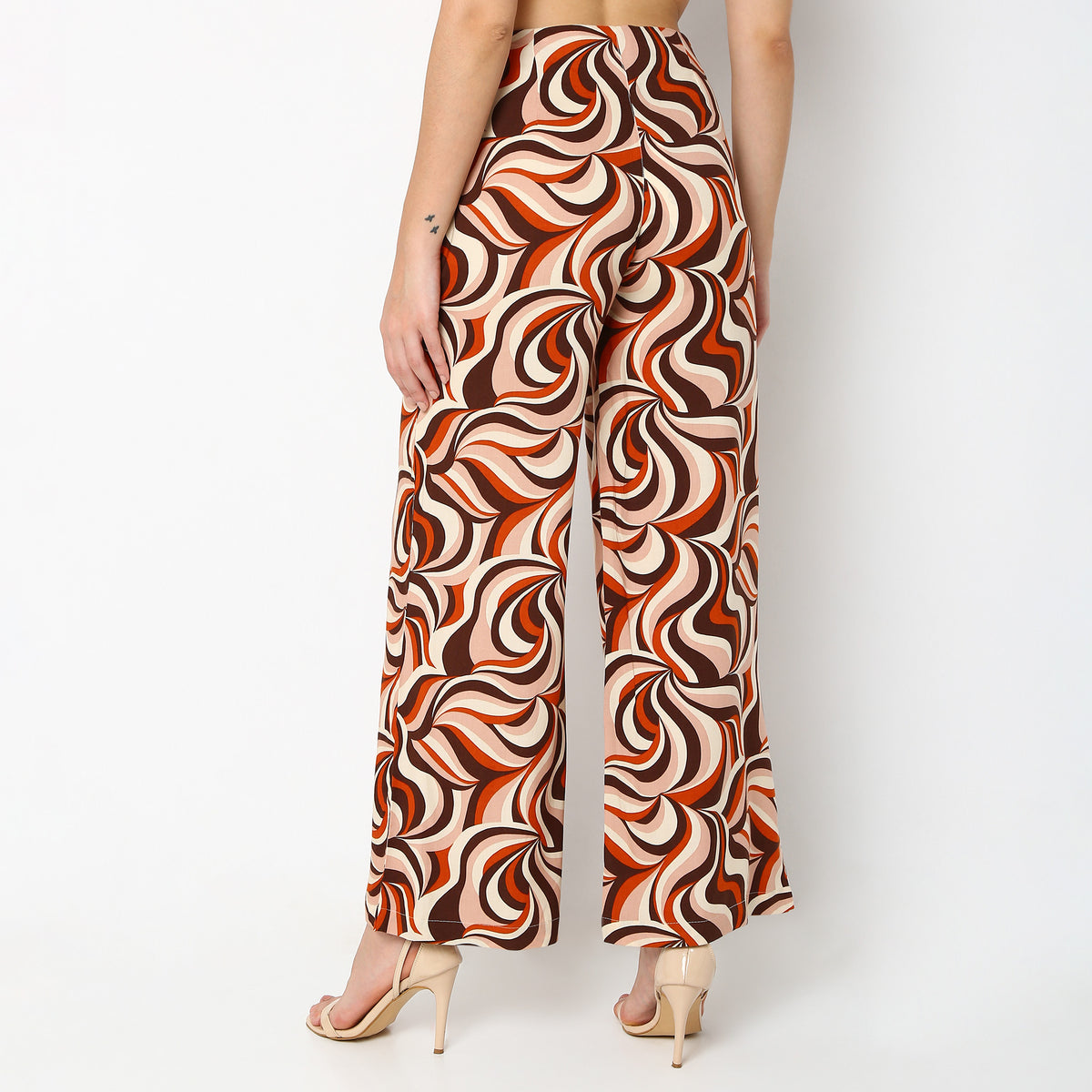 Flare Fit Printed Mid Rise Palazzos