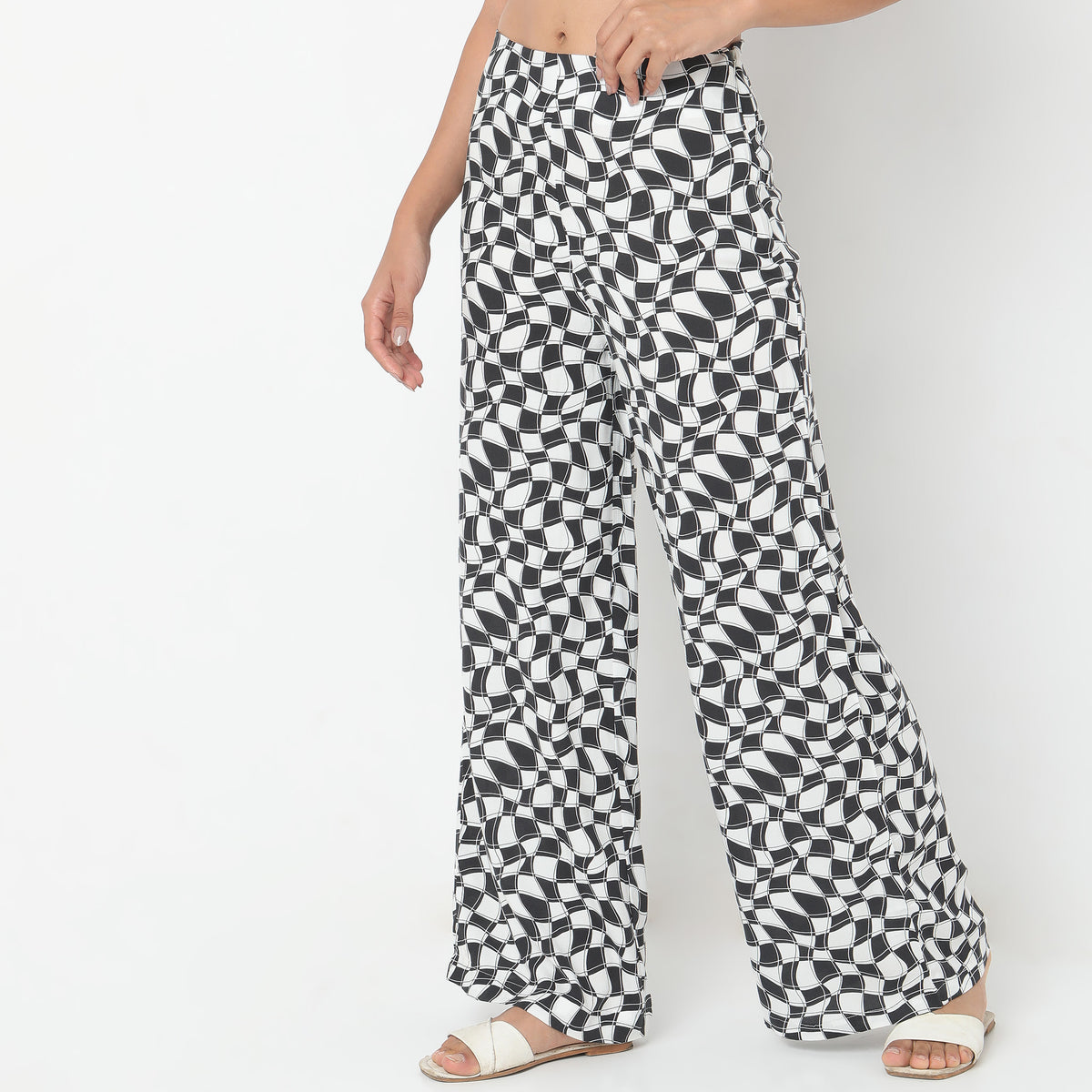 Flare Fit Printed Mid Rise Palazzos