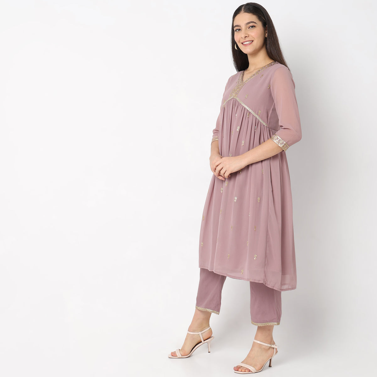 Flare Fit Embellished Kurta Set