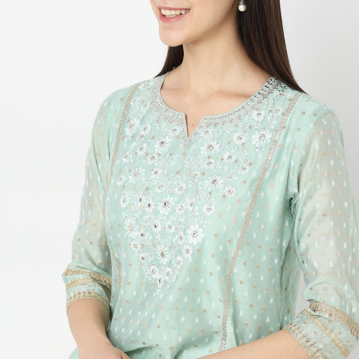 Flare Fit Embroidered Kurta Set