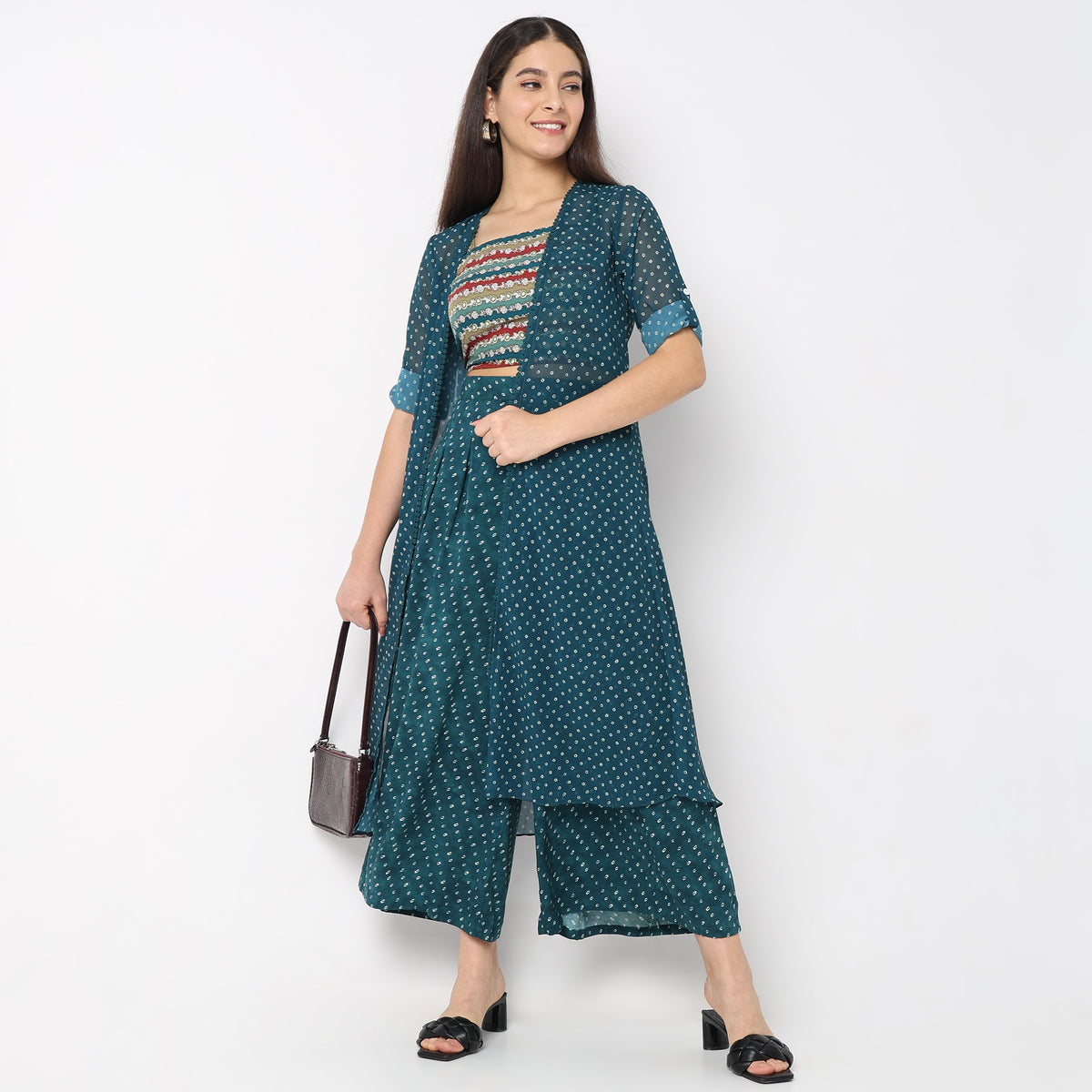 Flare Fit Embellished Ethnic Set