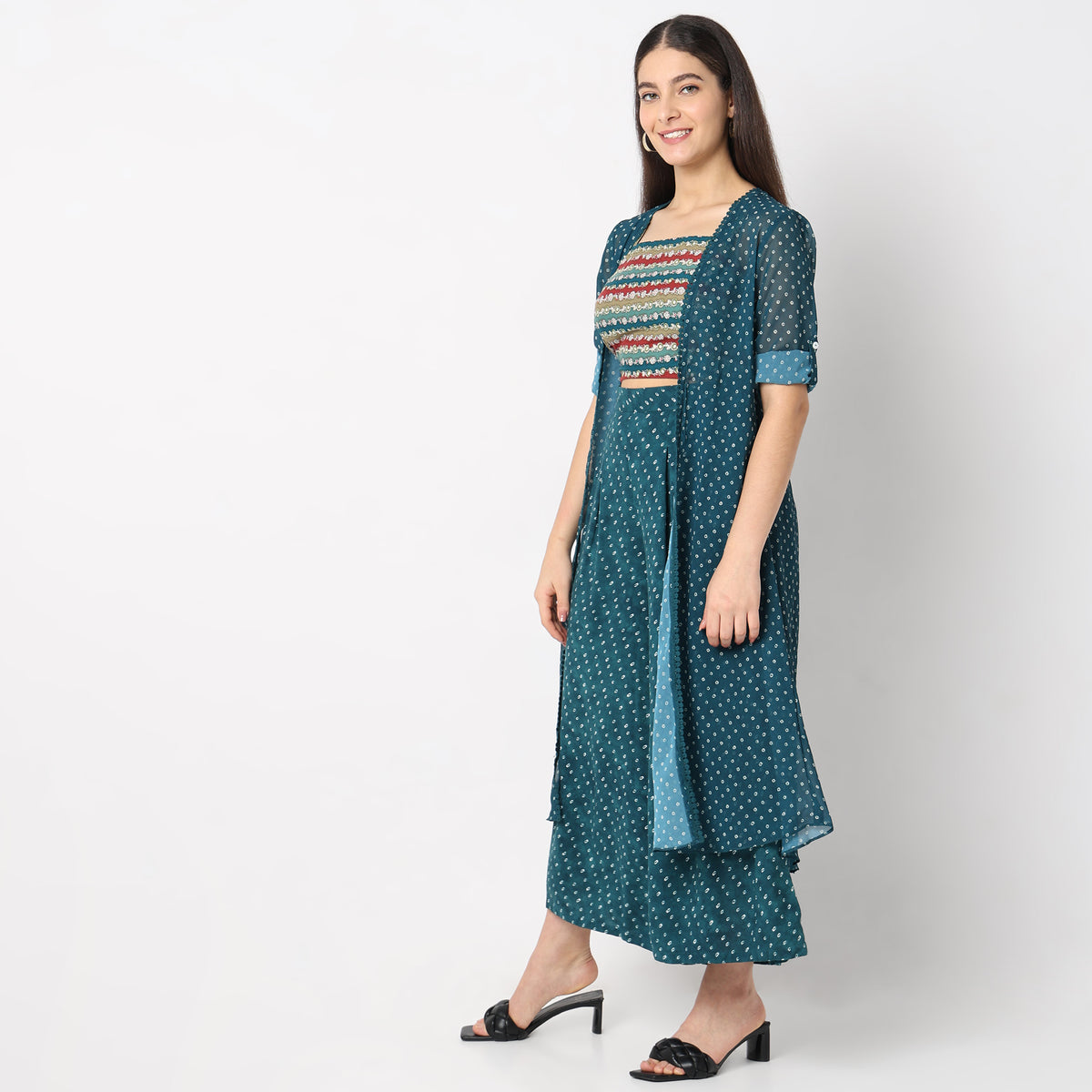 Flare Fit Embellished Ethnic Set