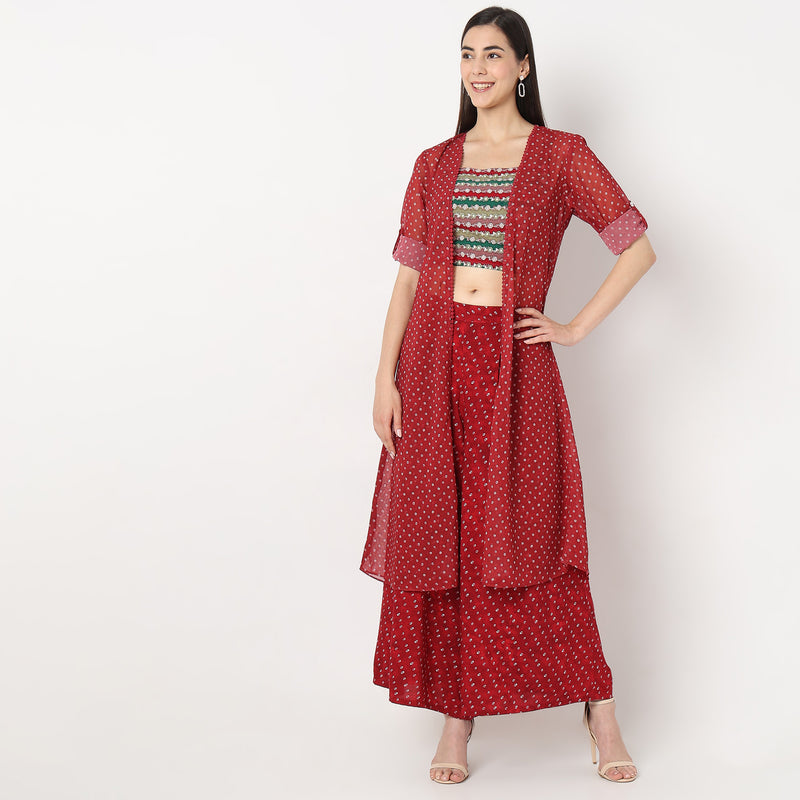 Flare Fit Embroidered Ethnic Sets