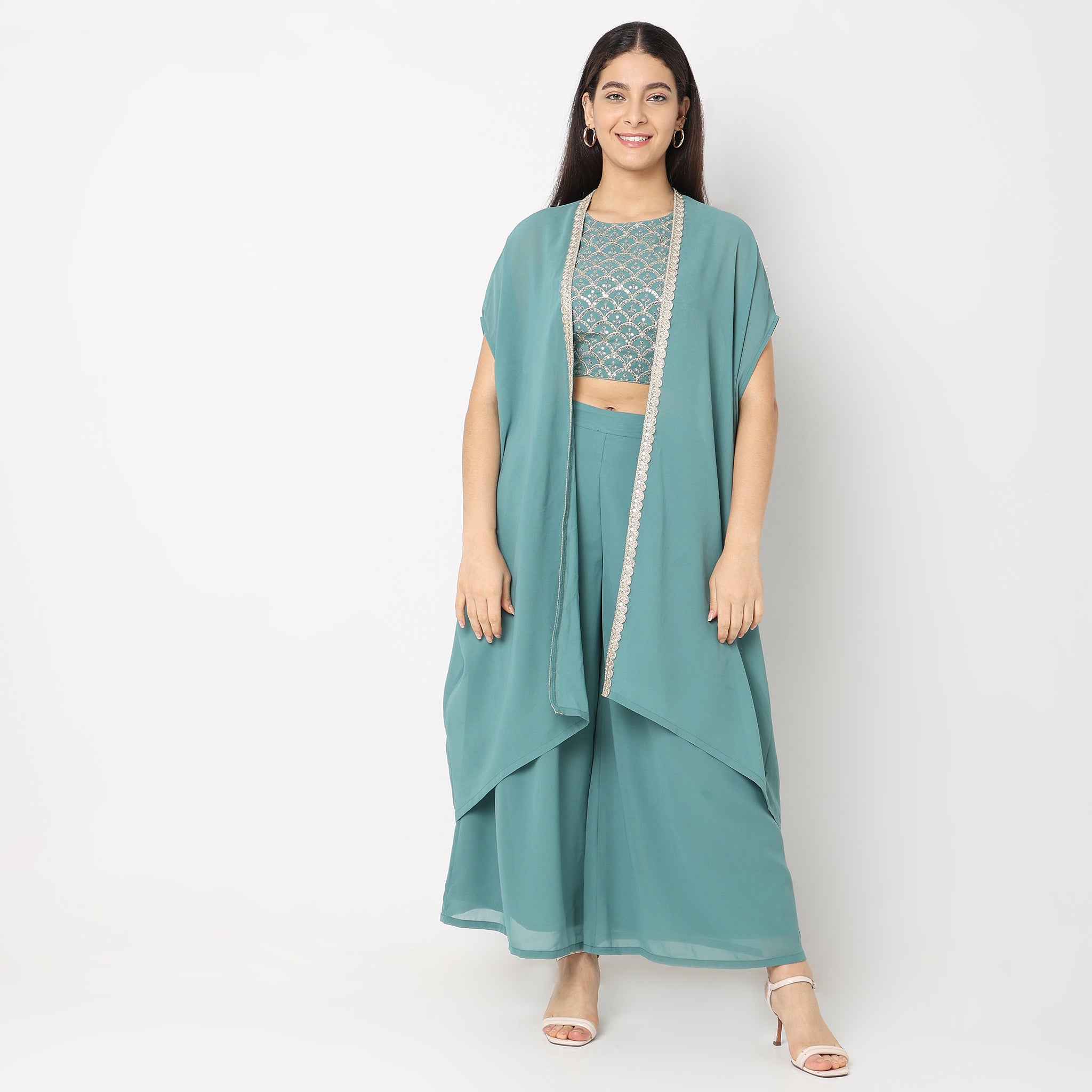 Flare Fit Embellished Ethnic Set