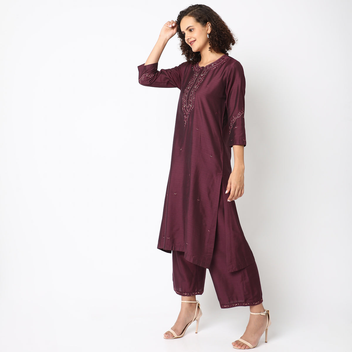 Straight Fit Embroidered Kurta Sets