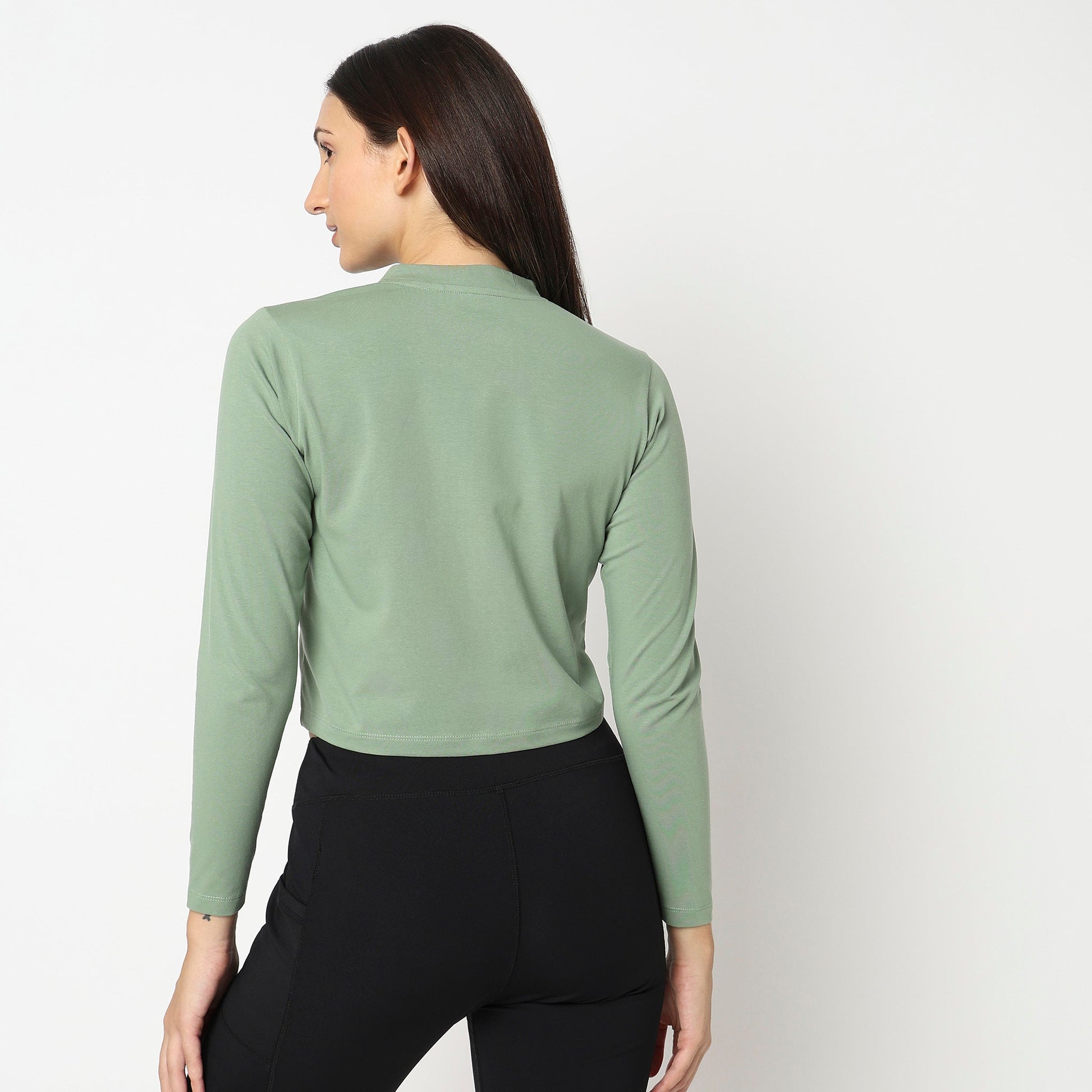 Women Wearing Regular Fit Solid T-Shirt