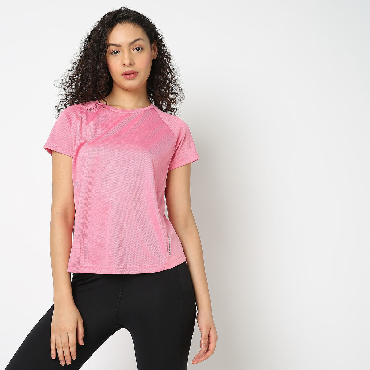 Women Wearing Regular Fit Solid T-Shirt